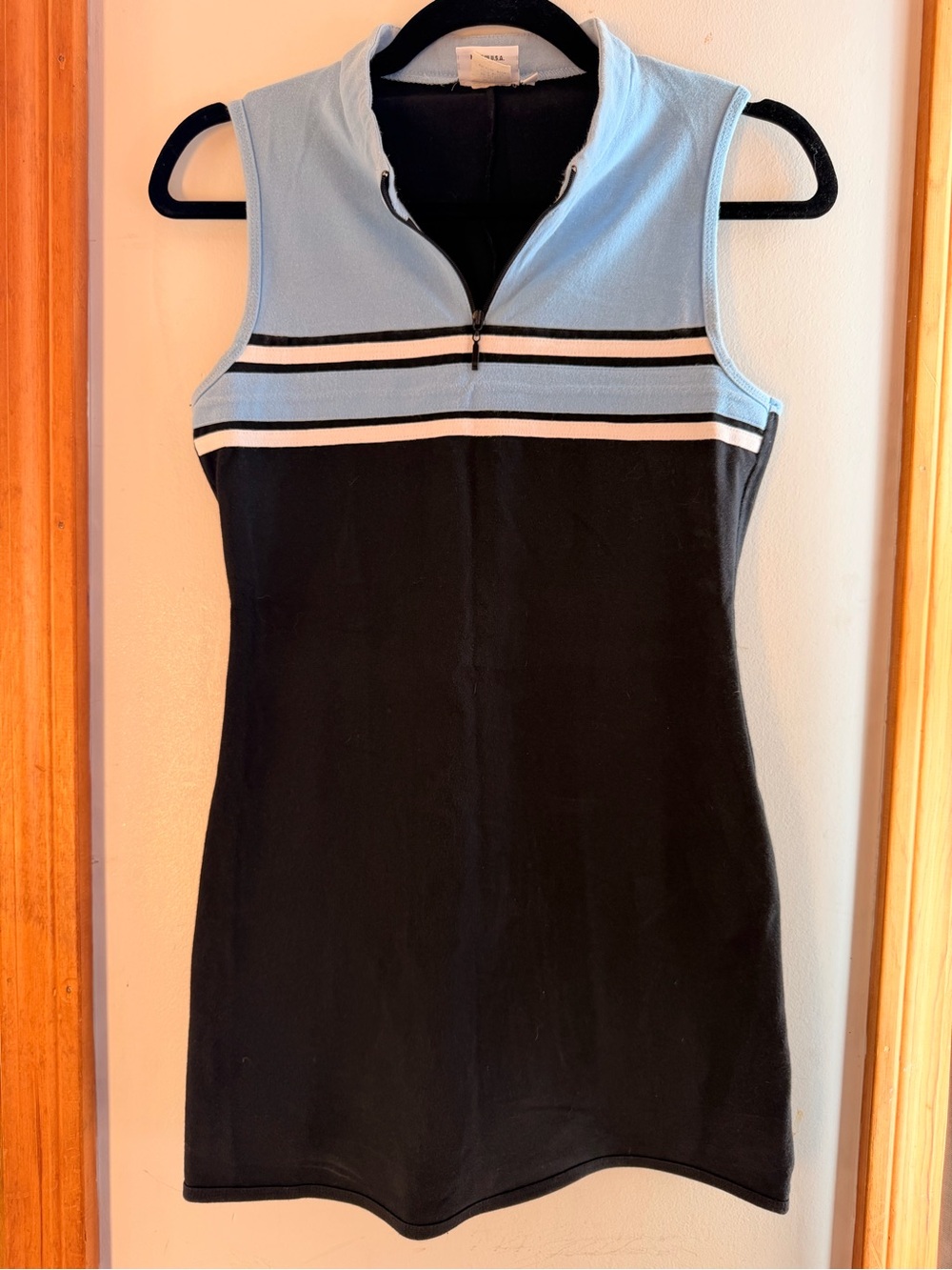 Blue Quarter Zip Tank Mini Dress Size Small